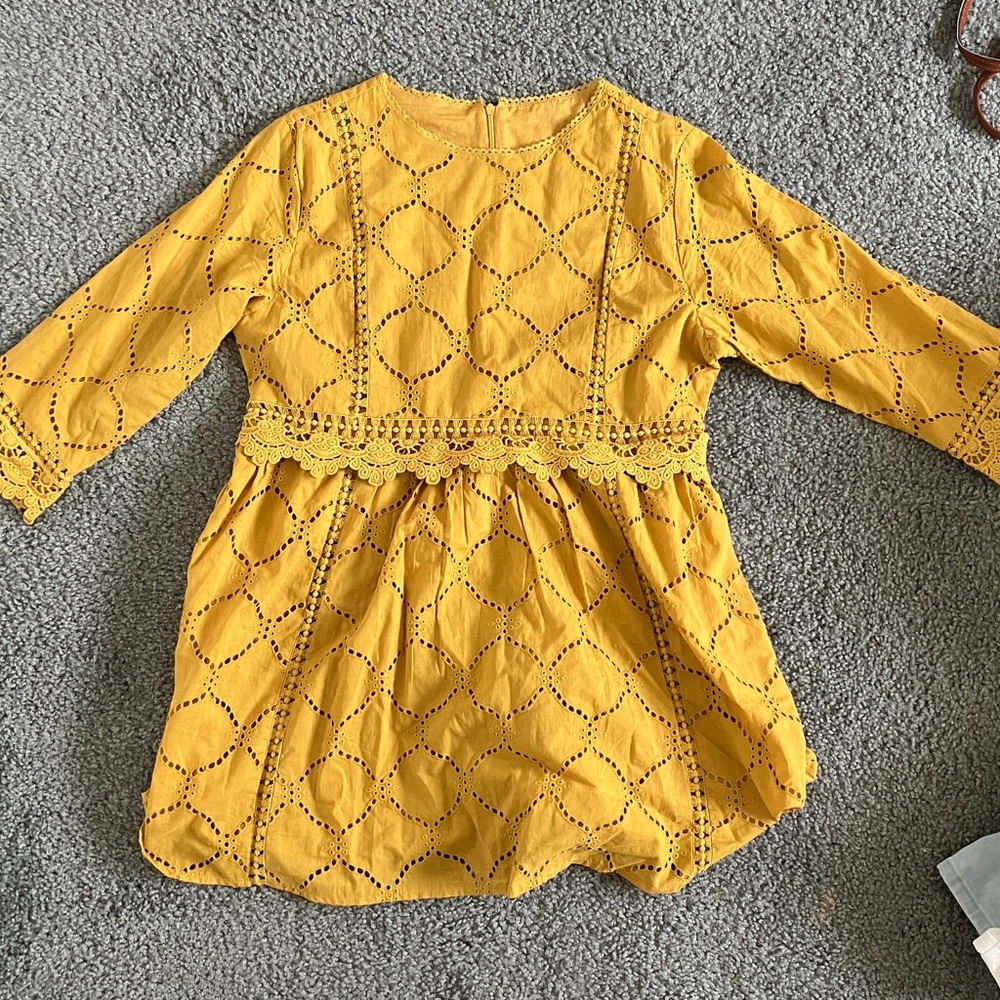 Handmade Mustard Yellow Short Dress (Made by Locals with Quality Material)